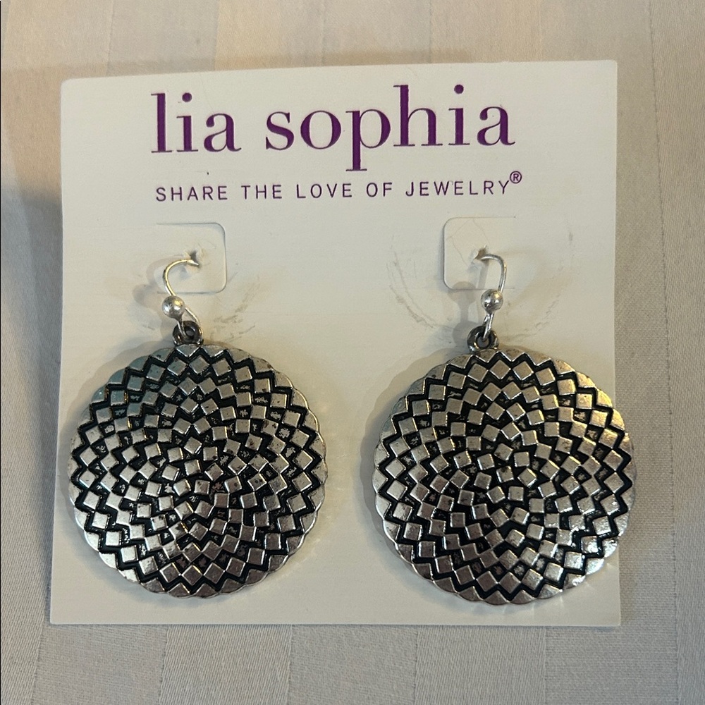 Lia Sophia Black and Silver Mosaic Earrings